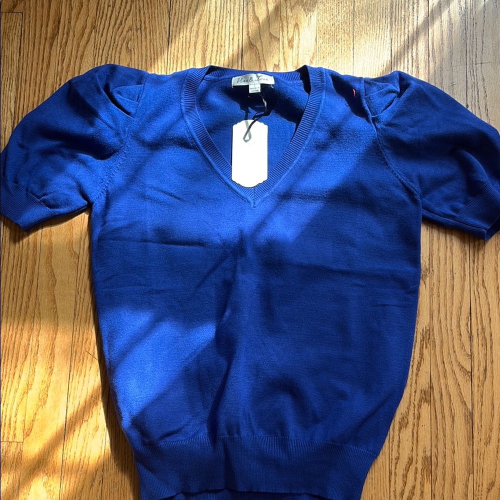 Vine & Love Women's Blue Crew Neck Sweater